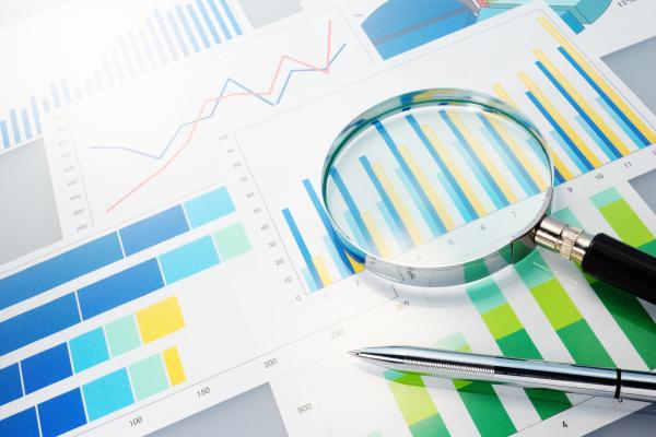 Green and blue charts for report